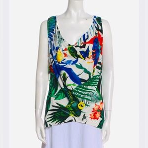 ROBERTO CAVALLI  TROPICAL BIRDS PRINT VISCOSE BLOUSE TOP  sz IT 42 US 6